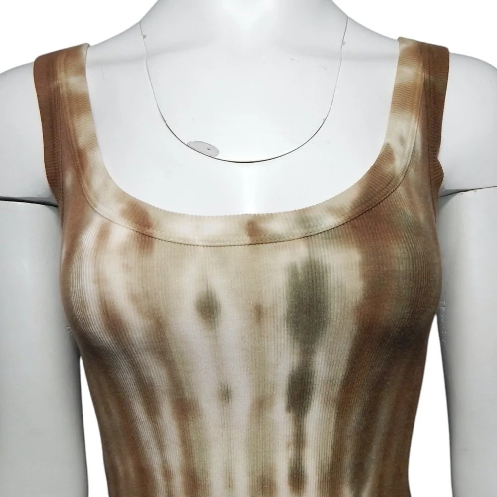 COTTON CITIZEN Tie Dye VERONA Midi Dress Beige Brown Ribbed Tank Size XS NWT - Picture 2 of 6